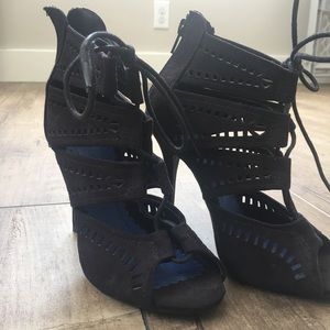 Black lace up heels